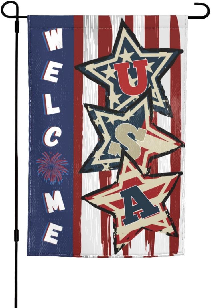 2 x Patriotic American Garden Flag 12x18 Inch Stars and Stripes 4th of July Independence Day Flags for Home Yard Outdoor Decor (without Stick)