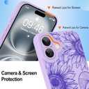 Fiyart Designed for iPhone 16 Case Cute Flower Floral Sunflowers Design,Soft Slim TPU Anti-Scratch Phone Cover for Women Girls 6.1"-Purple