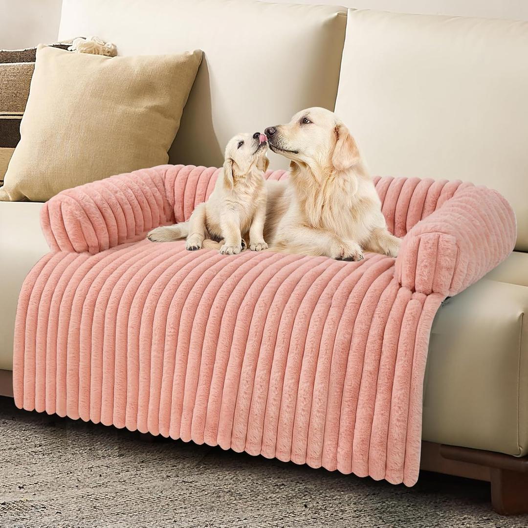 Wn's Day Luxurious Dog Couch Bed, Washable Calming Dog Couch Cover, Removable Couch Protector for Dogs, Waterproof Sofa Bed, Pet Bed Mats for Couch, Pet Couch Covers for Sofa(Pink, XL) (X-Large(45*37*6 In))