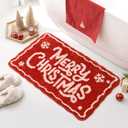 TRUEDAYS Christmas Bathroom Rug - Red Absorbent Non Slip Bath Mat for Bathroom & Tub - Merry Christmas Decor for Holiday, Guest Suites Family Homes (20'' x 31'')