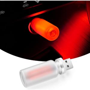 Car Interior USB LED Night Light, Portable Touch dimmable Car Ambient Lighting Kit, Retro Mini Frosted Glass Bottle Lamp Decorations for Vehicle Camping Bedroom Hallway, Pack of 1(Red)