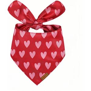 Dog Bandanas for Boys and Girls, Dog Birthday Bandana - Handmade Premium Quality Adjustable Neck Scarf for Medium & Large Breed Dogs(Red Valentine's Day)