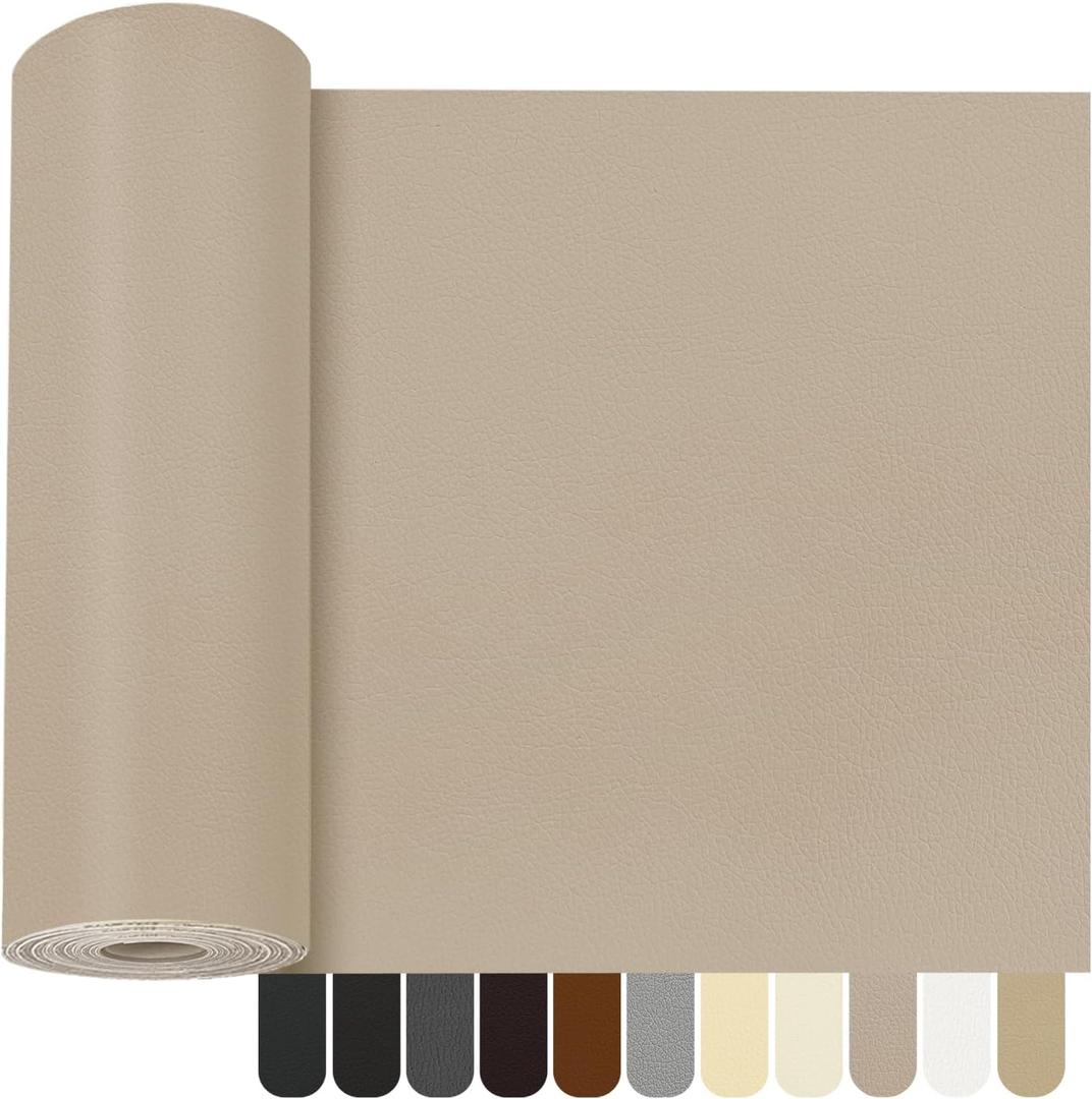 OcePor Self Adhesive Leather Repair Patch, 17 x 160 inch Leather Repair Tape, Leather Patches for Furniture, Vinyl Leather Repair Kit for Couches, Boat Seats, Furniture, Cars(Ivory Gray)