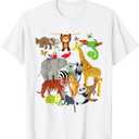 Zoo Animals Wildlife Birthday Party Zoo Day 26 Animals T-Shirt S