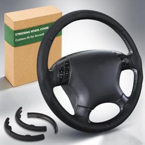Aimato Customized Steering Wheel Cover for Honda Accord 2003-2007/Odyssey 2005-2010,Thin,Anti-Slip,Scratch-Resistant Exclusive Car Accessory for Honda,Nappa Black