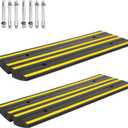 48" Heavy-Duty Rubber Driveway Ramps, 2-Pack Low-Profile Threshold Ramps with Water Channels for Cars, Trucks & Wheelchairs, Garage Entry & Driveway Slope Solutions