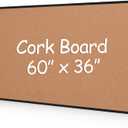 Extra Large Cork Bulletin Board 60" X 36", Black Aluminum Framed 5'x3' Corkboard for Wall, Wall Mounted Notice Pin Board with 18 Push Pins for School, Home & Office