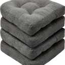 Basic Beyond Chair Cushions for Dining Chairs, Non-Slip Chair Pads, Thick Seat Cushions for Dining Room Chairs, Kitchen Chair Cushions Set of 4, 17" x 17" x 4", Dark Grey
