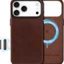 SHIELDON Leather Case for iPhone 17 Pro Max 6.9 Inch 2025 | [Camera Button Updated] | Compatible with Magsafe | Magnetic Wireless Charging | Comfort Grip | Metal Buttons | Camera Bezel - Retro Coffee