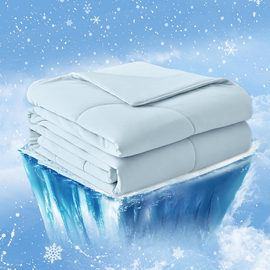 Cozy Bliss Cooling Comforter King Size, Cooling Blankets for Hot Sleepers and Night Sweats, Blue Summer Comforter for King Size Bed, Breathable Soft Lightweight Silk Smooth