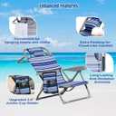 DIAMONDFORGE Lightweight Portable Beach Chair for Adults, 350 LBS Capacity Backpack Beach Chair, Reclining Beach Chair with 5-Position Lay Flat, Large Cup Holder for Beach Camping Sports, 1 Pack Blue