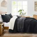 Lavsiry Black Quilt Twin Size with Striped Pattern, Lightweight Soft Summer Thin Microfiber Bedspread & Coverlet Bedding Set for All Seasons - 2 Piece(1 Quilt, 1 Pillow Sham)