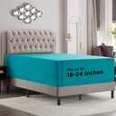 Empyrean Teal Blue Extra Deep Pocket King Fitted Sheet Only, Hotel Luxury King Size Fitted Sheets Easily Fits 18 to 24 Inch Mattress, Super Soft, Wrinkle-Free Bottom Sheets with Corner Straps