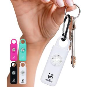 Original Defense Siren Self-Defense Alarm - 130 dB Keychain Alarm with LED Strobe Light for Women, Children, and Elderly - Police Recommended - (White, 1 Count)