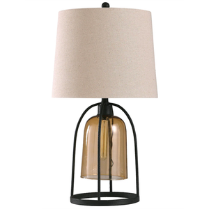 StyleCraft Malvern Industrial Table Lamp - Amber / Black