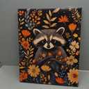 Raccoon Art Print Canvas Wrapped Painting, William Morris Style Retro Mid Century Botanical Victorian Dark Academia Gothic Decor Gallery 10b (Raccoon, 20"L x 16"W CANVAS, Wrapped Canvas)