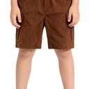Boy's Corduroy Hiking Cargo Shorts Lightweight Workout Shorts with Multi Pockets (Black)