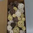 Patelai 72 Pcs Wicker Rattan Balls Decorative Balls for Vase Centerpiece Bowls Orbs Filler for Spring Summer Craft Home Decor, 4 Sizes(White, Wood, Camel, Coffee)