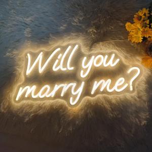 Will You Marry Me Neon Sign, Marry Me Light Up Letters for Wedding Proposal Decorations, Warm White, 16.5 x 8.3 inch