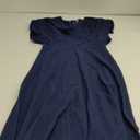 Floerns Women's V Neck Half Sleeve Ruched Cocktail Evening A Line Long Dress (Medium, Blue Ink)
