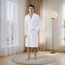 Mens Robes Waffle Lightweight Spa Knit Shawl Hotel Bathrobe Summer Soft Knee Length Sleepwear (White, XL)