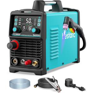 bestarc Plasma Cutter, [Pilot Arc][Large LED Display][Air Sensor] 50A bestarc Plasma Cutter Machine 110/220V Dual Voltage, 1/2 Inch Clean Cut 4/5 Inch Max Cut, Post Flow Mesh, 2T/4T for Beginners DIY