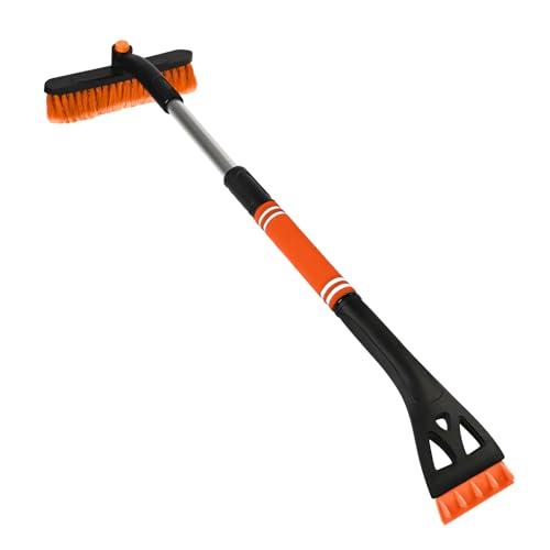 NYTKL 31.5" Ice Scraper and Extendable Snow Brush, 360° Rotating Brush Car Snow Scraper with Ergonomic Foam Grip, 3-in-1 Detachable Winter Ice Removal Tool for Car Window Windshield (Orange)