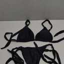 OWICA Bikini Sets for Women Two Piece Swimsuit for Women Tie Knot Adjustable Cute Triangle Bikini Tops Sexy Cheeky Bottom Bathing Suits Swimwear Black, M