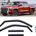 in-Channel Rain Guards for 2022-2026 Toyota Tundra Double Cab, Window Visor Shields Vent Deflector Shade Wind Dark Smoke 2023 2024 22 23 24 25, Tape-On Outside-Mount, 4PCS