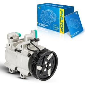 PHILTOP 58185 AC Compressor for Sonata 2002-2005 2.7L, Tucson 2006-2009 2.7L, Optima 2002-2006 2.7L, Sonata 1999-2001 2.5L, Optima 2001 2.5L, 57185 9770138171 Air Conditioning Compressor