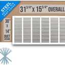Fits 30x14 Duct Opening | Steel Return Air Grille by Handua | Vent Cover Grill for Sidewall and Ceiling | White | HVAC Cold Air Intake Grille | Outer Dimensions: 31.75"W X 15.75"