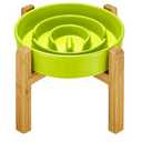 MOPANG Ceramic Slow Feeder Dog Bowls Elevated, 2.0 Cups Slow Feeder for Medium and Large Dogs, Puzzle Maze Bowl to Slow Down Eating, 30oz, 8in, Green