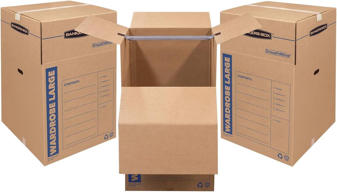 Bankers Box Tall Wardrobe Box 3 Pack, 24-in x 24-in x 40-in (8811001)