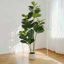 6FT Artificial Fiddle Leaf Fig Tree for Indoor Home Office Decor-Realistic Fake Ficus Tree in Black Planter,Faux Plant with Lifelike Trunk&Leaves for Living Room,Housewarming Gift