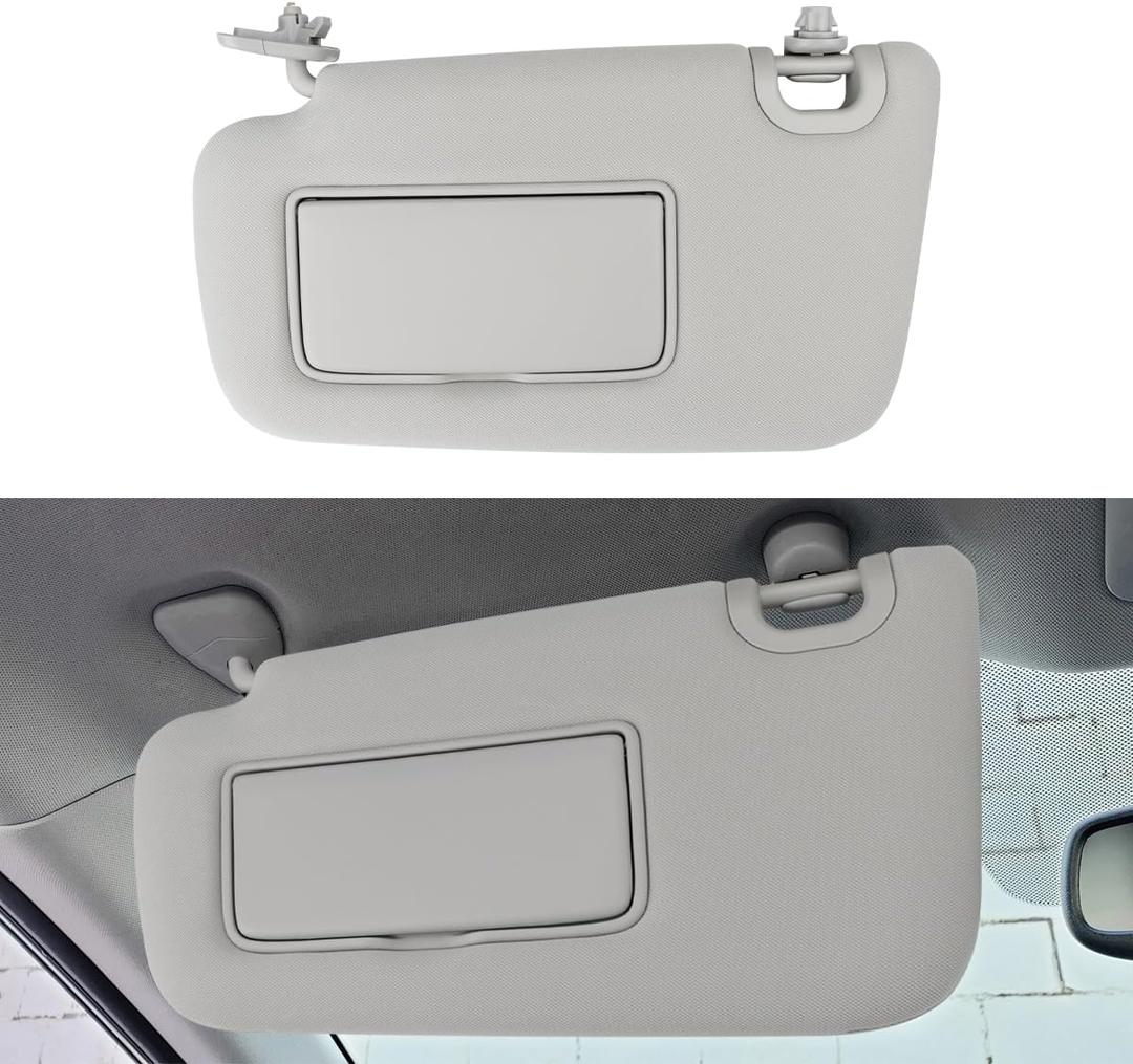 INTGET Driver Side Sun Visor for Nissan Sentra 2013 2014 2015 2016 2017 2018 2019 Accessories Cloth Car Sun Protection Visors Replacement with Mirror (for Unlighted Version) (Gray)