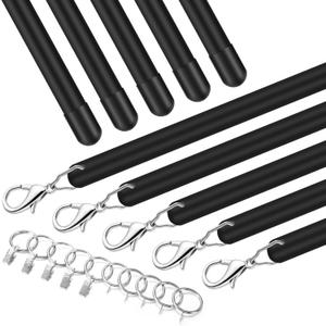 Shimeyao 10 Pack 36 Inch Acrylic Curtain Pull Wands Drapery Pull Rod Pure Black Versatile Fiberglass Blinds Wand Kits with Rings and Hooks for Opening Closing Curtains Homes Offices Window Opener