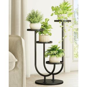 Bamworld Metal Plant Stand 4 Pots Corner Black