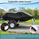 Jet Ski Cover, Durable 420D Jetski Covers 2 3 Seater Waterproof, UV Resistant Jetski Cover with 2 Air Vents, 4 Windproof Buckles, All Weather Universal Cover for Yamaha Seadoo (115"-120")