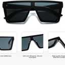 3 Pieces Square Oversized Sunglasses for Women Men Flat Top Large Black Frame Fashion Shades