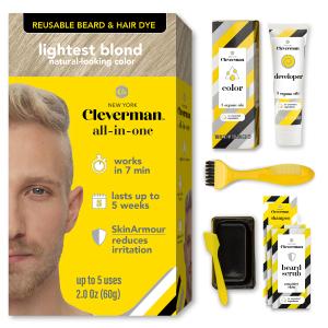 Reusable Hair & Beard Dye for Men  Lightest Blond 10.03 | Up to 5 Uses, 7 Minutes | Natural Gray Coverage, No-Drip Cream with SkinArmour  Cleverman (2 Ounce (Pack of 1))