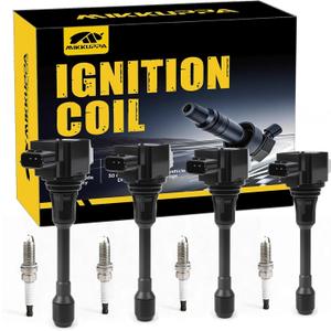 MIKKUPPA Ignition Coil Pack and Spark Plugs UF549 & 9029 Replacement for 2007-2018 Nissan Altima Versa Sentra Rogue NV200 2.5 1.8 1.6 2.0 L4 Set of 4 Spark Plugs Coil Packs