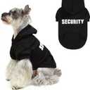 PUPTECK Security Dog Hoodie, Soft Warm Winter Pet Sweater Clothes, Puppy Cold Weather Coats Hooded Sweatshirt with Pocket, Dog Halloween Costume for Small Medium Dogs (Black)