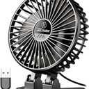 JZCreater USB Desk Fan, Mini Portable, 3 Speeds Desktop Table Cooling, Plug in Power, Rotation Strong Wind, Quiet Personal Small for Home Office Travel Bedroom, Black