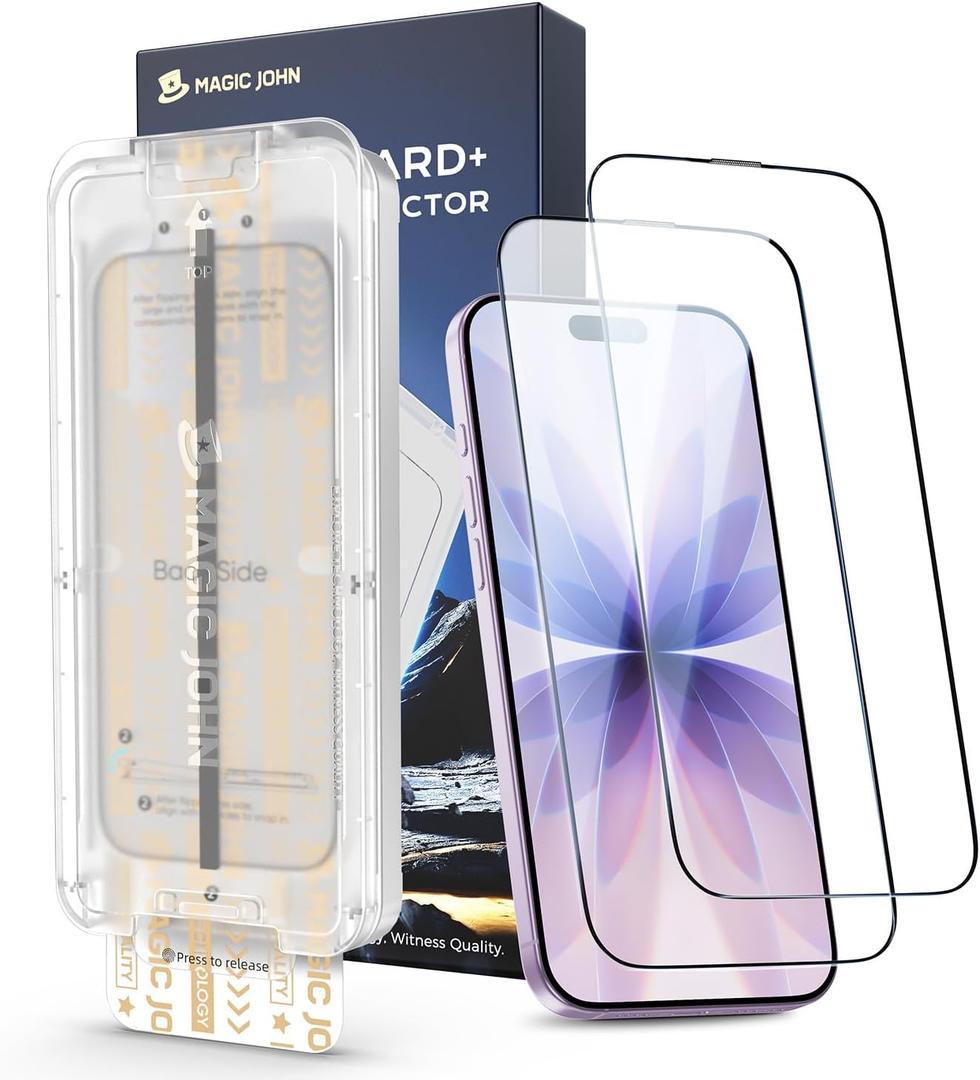 MAGIC JOHN 3rd Gen Upgraded for iPhone 17 Screen Protector 6.3 Inch,HD Clear,Shatterproof Tempered Film,Auto Dust-Elimination,Bubble Free,Easy Installation,2 Pack