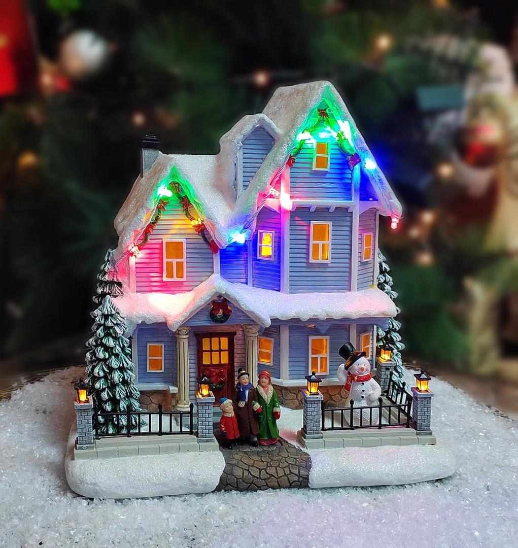 MOMENTS IN TIME 8.9H Polyresin LED & Musical Christmas Village House Battery Operated