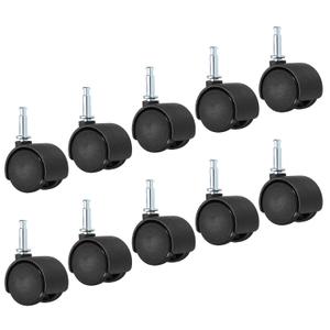 PATIKIL 1 Inch Swivel Stem Casters, 10 Pack Nylon 360 Degree Insert Swivel Stem Wheels for Chair Shelf Furniture Replacement, Black