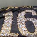 Sweet 16 Birthday Decorations Door Banner, Black Gold Happy Sweet 16 Birthday Decorations for Girls Boys, Sweet Sixteen Party Decorations, Door Cover Sign Decoration Backdrop, 6.1ft x 3ft Fabric PHXEY