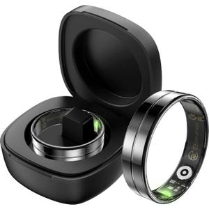 Ultra Thin Smart Ring Heart Rate Monitor Sleep Tracker Gesture Control Fitness Tracker Blood Pressure Step Counter Pedometer Waterproof Health Smart Rings for Men Women Anillo inteligente (#8, Black)