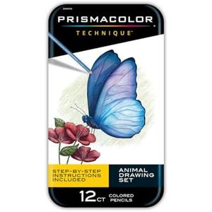 Prismacolor Technique Animal Drawing Set, Includes Colored Pencils and Step-by-Step Drawing Tutorials, Assorted Colors, 12 Count