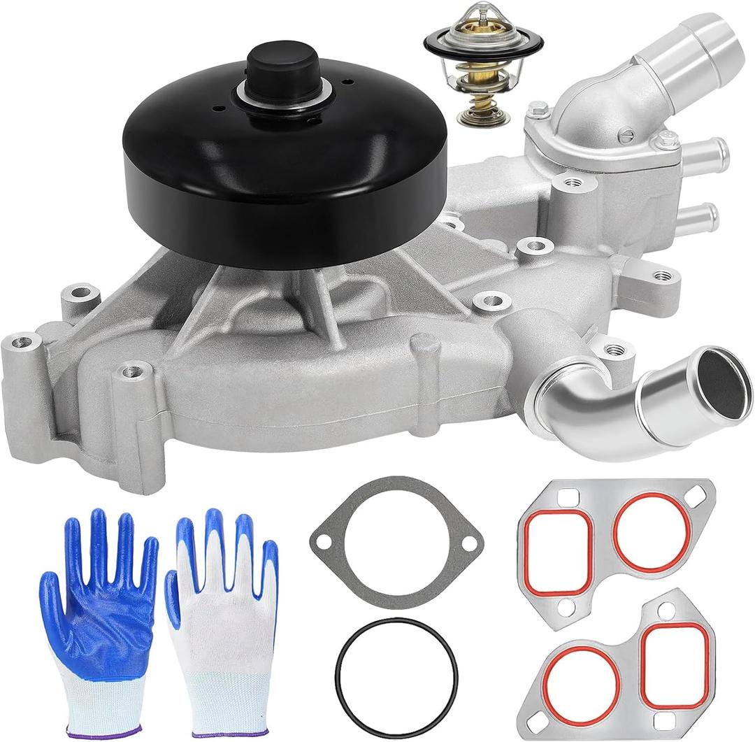 AW5104 Water Pump with Thermostat for 4.8 5.3 6.0 1999-2006 Chevy Silverado Tahoe Suburban GMC Sierra Yukon Cadillac Buick Hummer Isuzu Saab Replace# AW5087 252-845 12456113 12458935